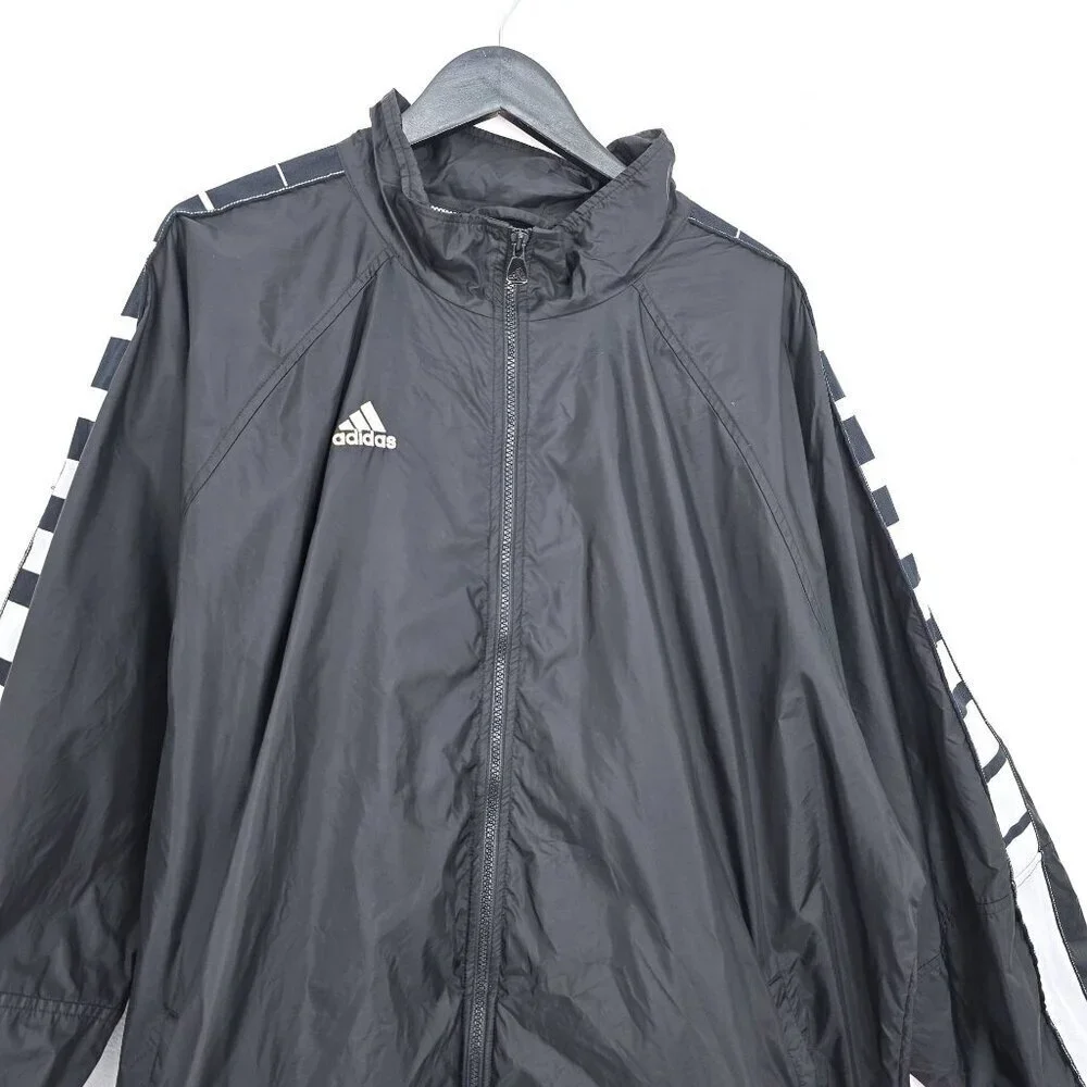 Vintage 90s Y2K Adidas Jacket Black White Windbreaker Baggy Nylon Men Size 3XL